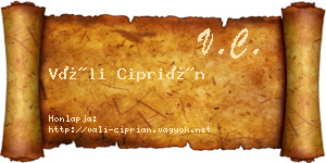 Váli Ciprián névjegykártya